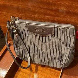 Coach Ashley Pleated Charcoal Wristlet